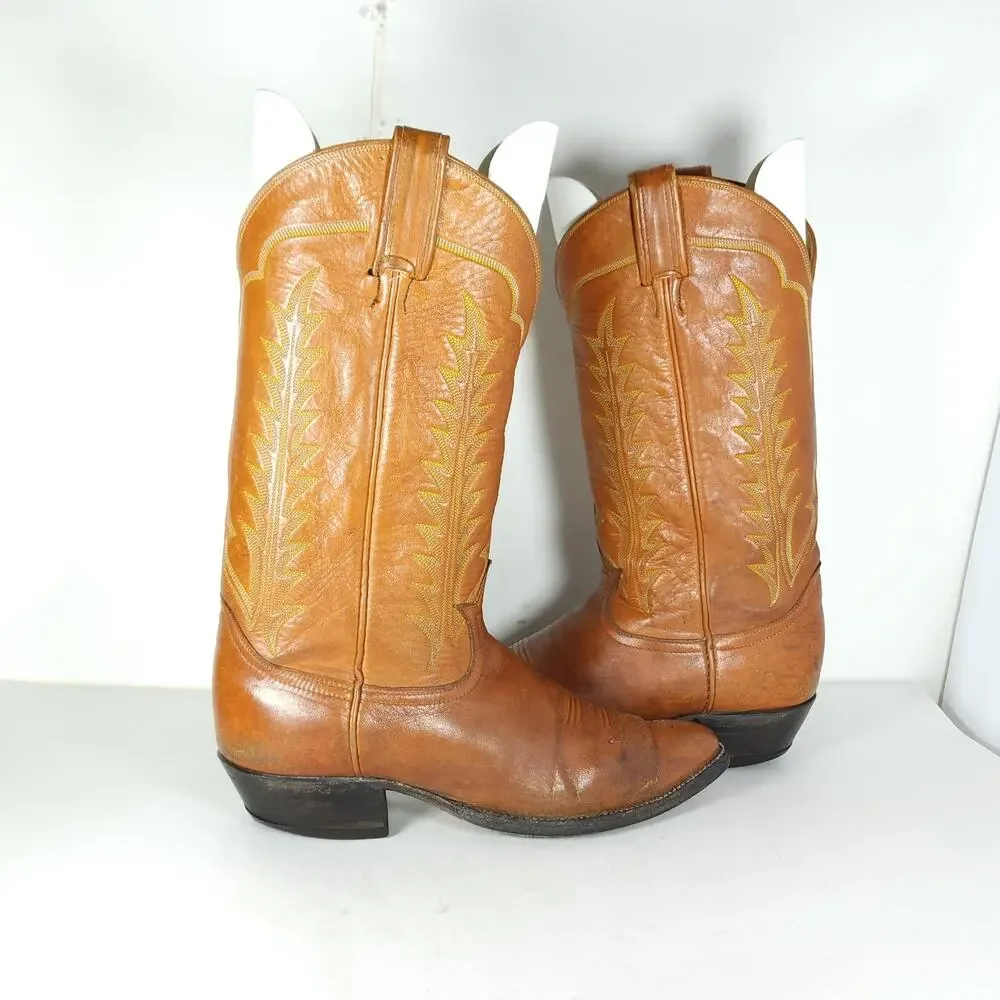 Vintage Tony Lama 0501 Men's US8D Brown Leather Western Ranch Boots